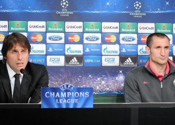 Antonio Conte e Giorgio Chiellini ai tempi della Juventus (Foto ANSA)