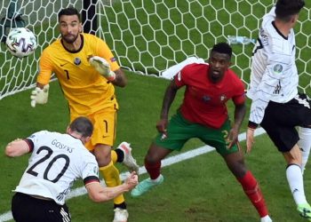 Robin Gosens in gol nell'ultima Germania Portogallo, agli Europei 2020 (Foto ANSA)