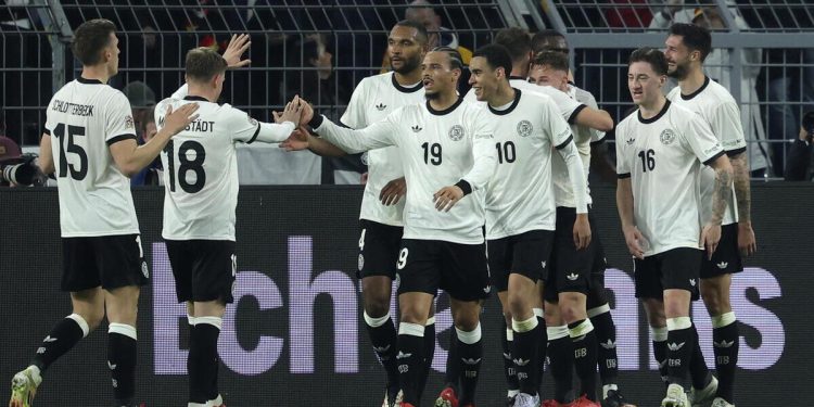 L'esultanza della Germania in Nations League (Foto ANSA)