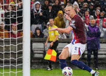 Il gol di Erling Haaland in Norvegia Italia (Foto ANSA)