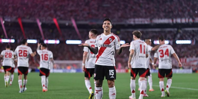 Sebastian Driussi esulta con il River Plate (Foto ANSA)