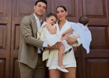 Virginia Mihajlovic con il marito (battesimo)