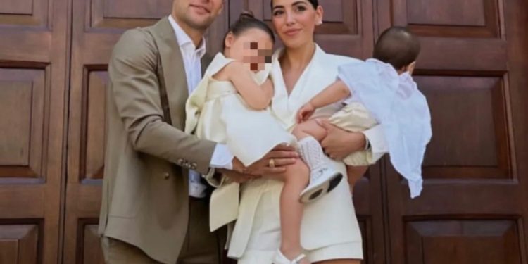 Virginia Mihajlovic con il marito (battesimo)