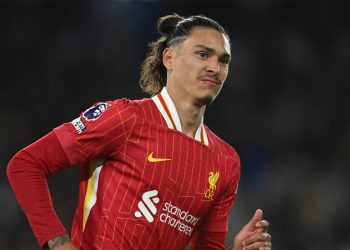 Darwin Nunez con la maglia del Liverpool (Foto Ansa)