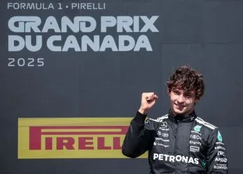 Kimi Antonelli sul podio del GP del Canada