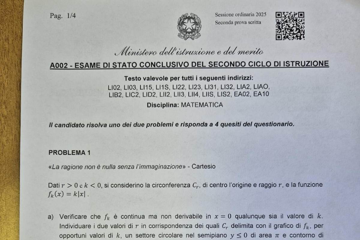 Problema matematica Maturità