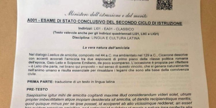 Traccia versione latino Maturità 2025