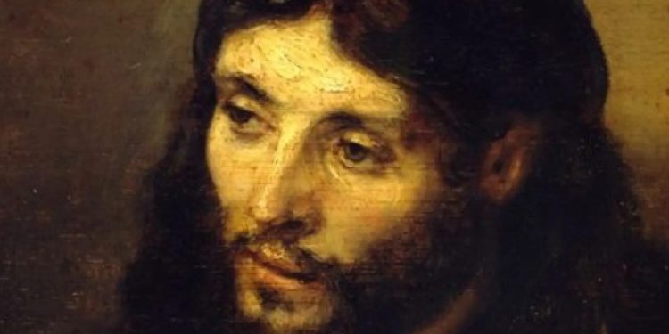 Rembrandt, Volto di Cristo (dettaglio)