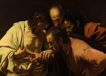 Caravaggio, "Incredulità di San Tommaso" (1601-02, particolare)