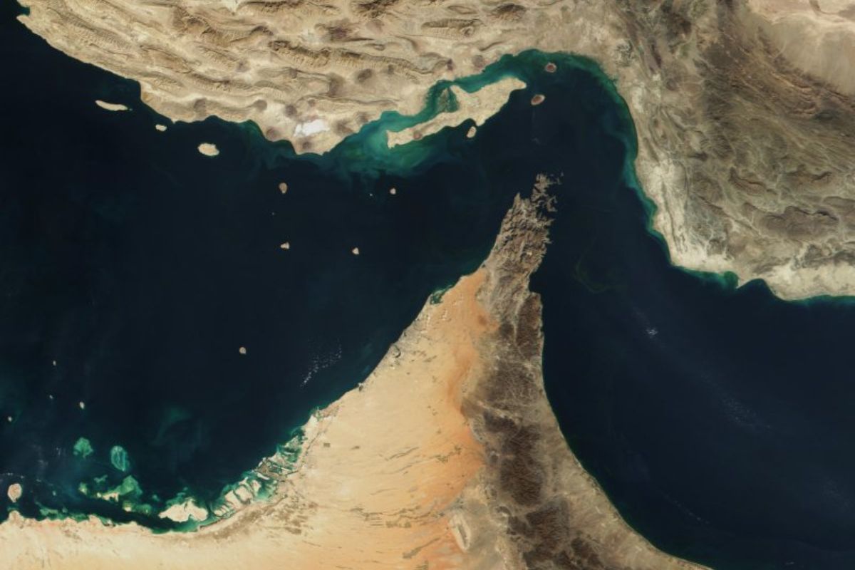 Vista satellitare sullo Stretto di Hormuz