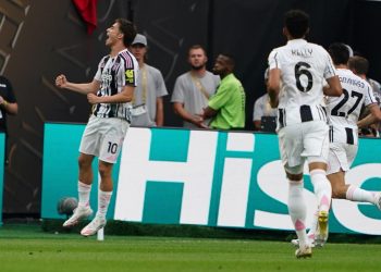 L'esultanza di Kenan Yildiz con la Juventus (Foto ANSA)