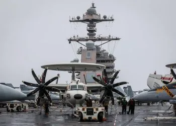 Sulla portaerei Usa Gerald Ford (Ansa)