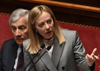 Giorgia Meloni, presidente del Consiglio, e Antonio Tajani, ministro degli Esteri, in Senato (Ansa)