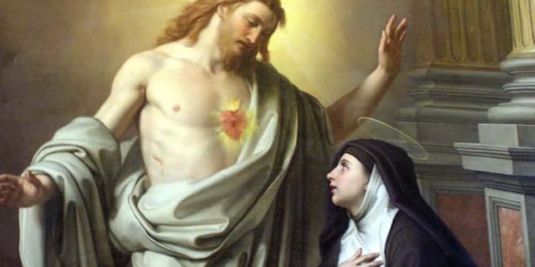 "Gesù appare a Santa Margherita Maria Alacocque”, attribuzione incerta.