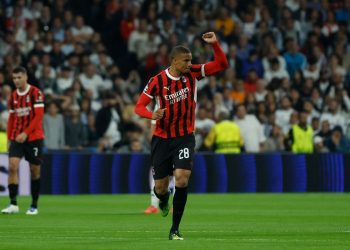 Malick Thiaw esulta con il Milan (Foto ANSA)