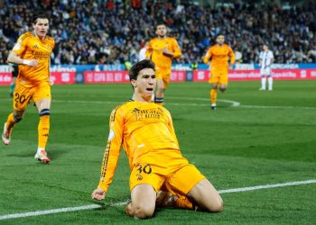 Gonzalo Garcia esulta con il Real Madrid in Coppa del Re (Foto ANSA)
