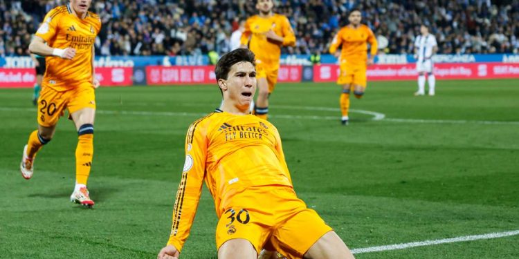 Gonzalo Garcia esulta con il Real Madrid in Coppa del Re (Foto ANSA)