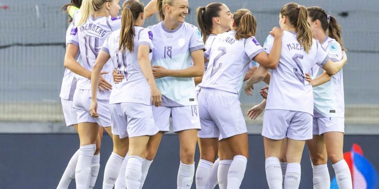 L'esultanza della Norvegia donne (Foto ANSA)