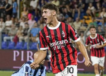 Mattia Liberali esulta con il Milan Futuro (da Facebook)