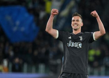 Milik esulta con la Juventus in Coppa Italia (Foto Ansa)