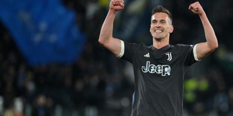 Milik esulta con la Juventus in Coppa Italia (Foto Ansa)