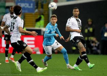 Lindstrom del Napoli in azione contro l'Udinese (Foto Ansa)