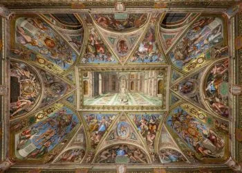 Raffaello e allievi, volta della Sala di Costantino (foto dal web)
