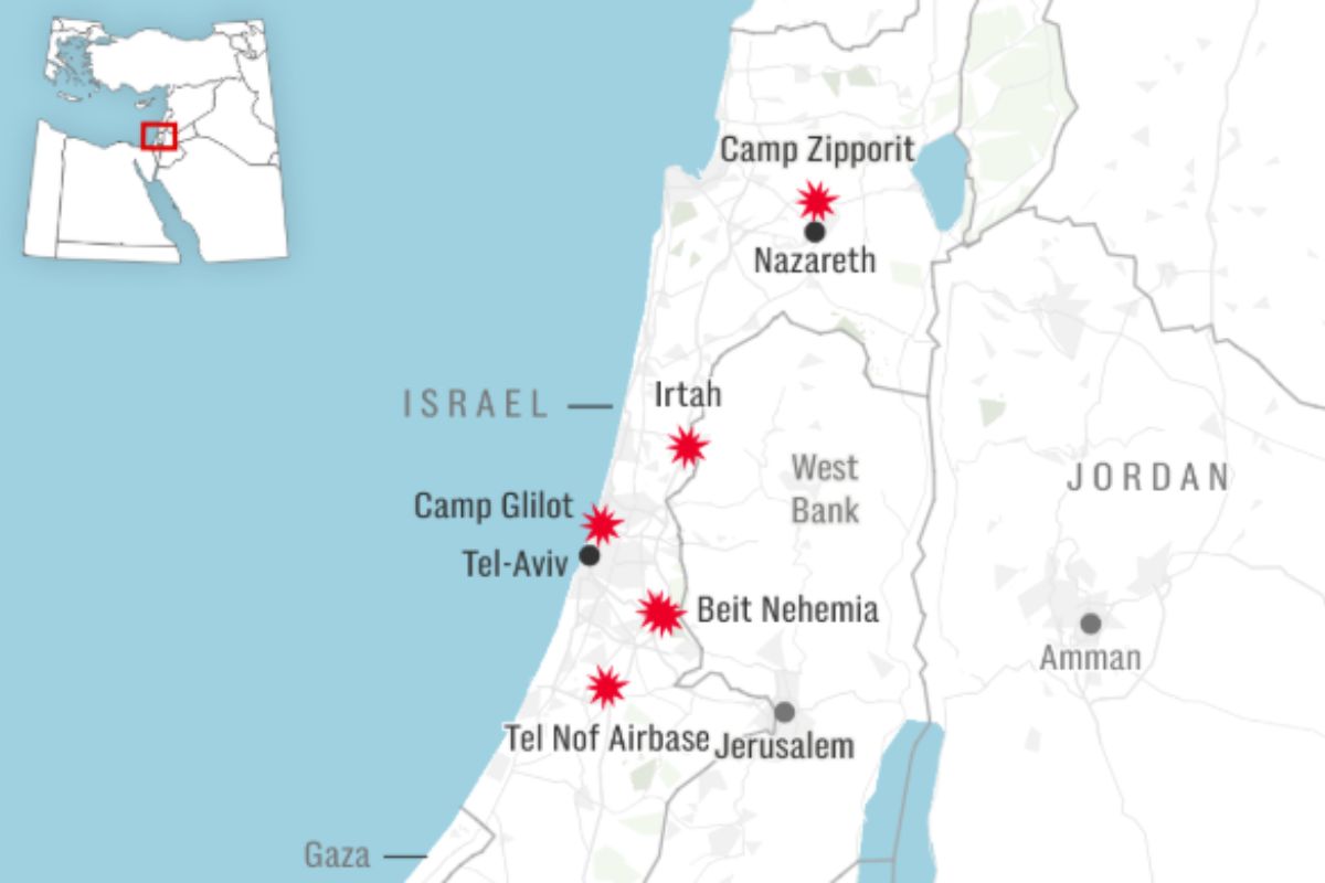 La mappa delle basi militari di Israele colpite dell'Iran 