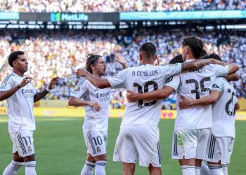 Il Real Madrid esulta al Mondiale per Club (Foto ANSA)