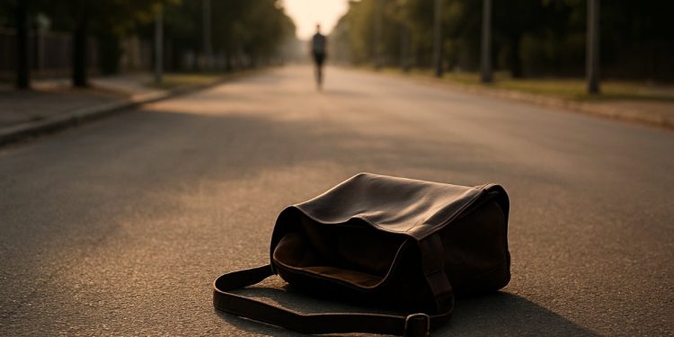 Una borsa abbandonata sulla strada (Foto: CHATGPT)