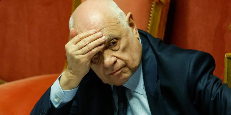 Il ministro della Giustizia Carlo Nordio in Senato durante il Question time, Roma, 10 Aprile 2025. ANSA/GIUSEPPE LAMI