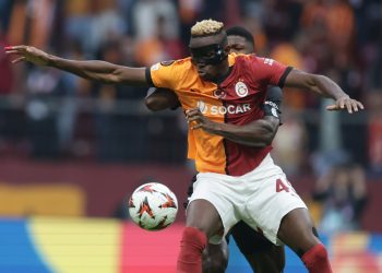 Victor Osimhen con il Galatasaray contro l'Elfsborg (Foto ANSA)