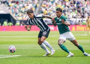 Richard Rios in azione in Palmeiras Botafogo (Foto ANSA)