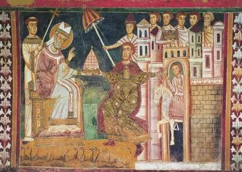 Roma. La "donazione di Costantino", Oratorio di San Silvestro, Basilica dei Santi Quattro Coronati (foto dal web)