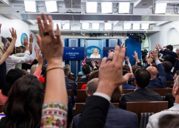La conferenza stampa sugli Epstein Files (Foto: ANSA)