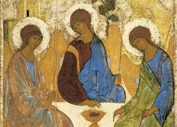 Andrej Rublëv, Icona della Trinità (1410, particolare)