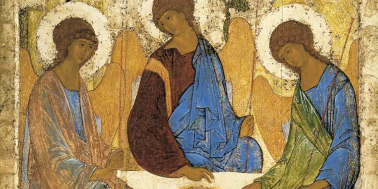 Andrej Rublëv, Icona della Trinità (1410, particolare)