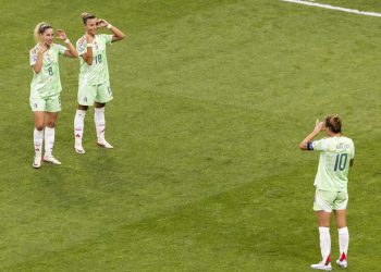 L'esultanza di Emma Severini, Arianna Caruso e Cristiana Girelli con l'Italia donne (Foto ANSA)