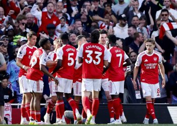 L'esultanza dell'Arsenal (Foto ANSA)