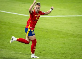 La gioia di Athenea Del Castillo con la Spagna donne (Foto ANSA)