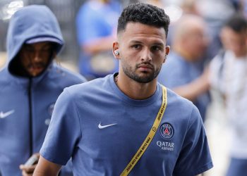 L'arrivo allo stadio di Gonçalo Ramos del PSG (Foto Ansa)