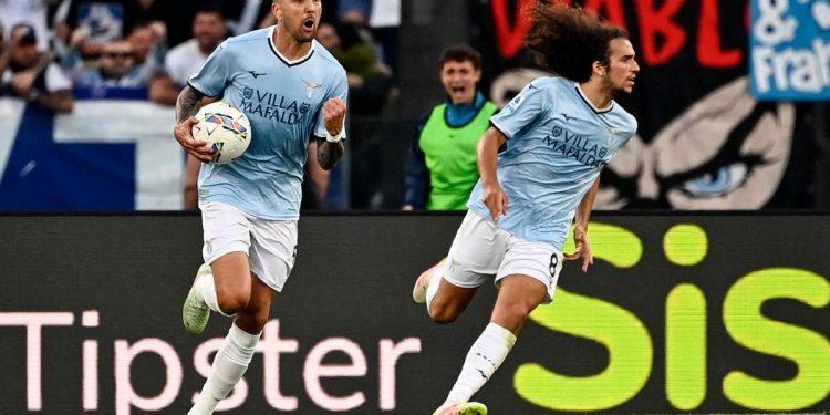 Matias Vecino in gol con la Lazio (Foto ANSA)