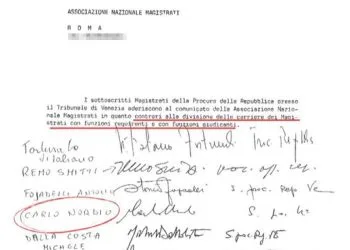 Documento Anm contro Nordio