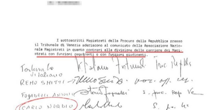 Documento Anm contro Nordio