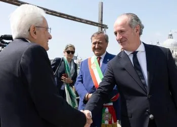 Zaia, Mattarella e Brugnaro a Venezia