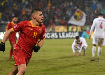 Krstovic esulta dopo un gol segnato alla Turchia con il Montenegro (Foto Ansa)