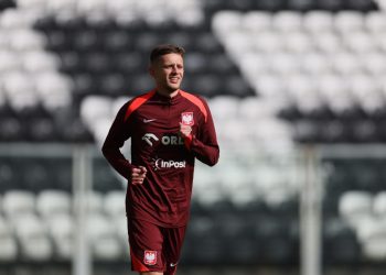 Sebastian Szymanski in allenamento con la Nazionale polacca (Foto Ansa)