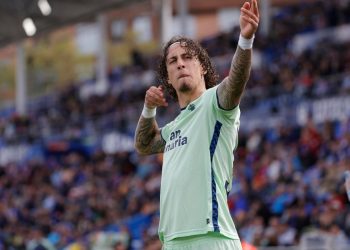 Fabio Silva esulta dopo un gol segnato col Las Palmas (Foto Ansa)