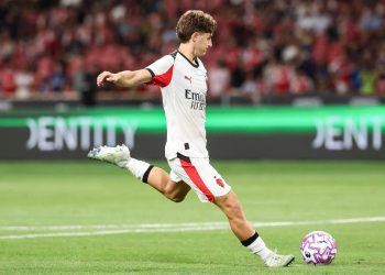 Mattia Liberali durante un'amichevole estiva col Milan (Foto Ansa)