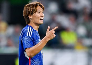 Ko Itakura durante un match con la Nazionale giapponese (Foto Ansa)